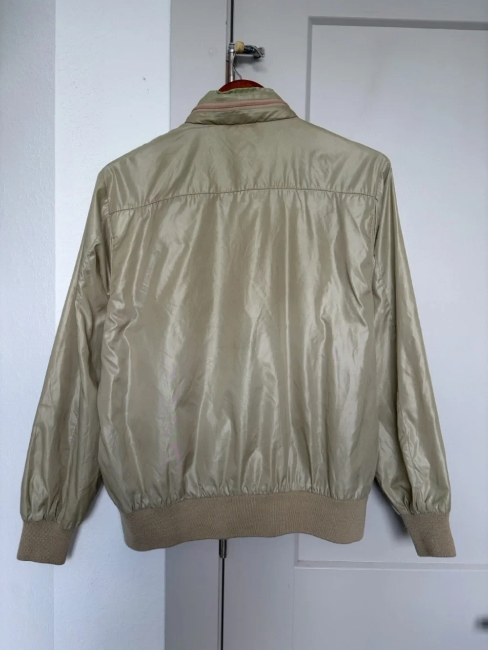 VINTAGE IZOD LACOSTE WINDBREAKER BOMBER JACKET BEIGE MEN’S MEDIUM
